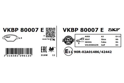 SKF VKBP 80007 E Číslo výrobce: 23587. EAN: 7316581296125.