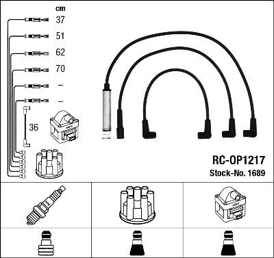 NGK 1689 Číslo výrobce: RC-OP1217. EAN: 87295016893.