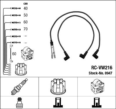NGK 0947 Číslo výrobce: RC-VW216. EAN: 87295009475.