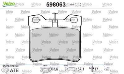 VALEO 598063 Číslo výrobce: 21279. EAN: 3276425980631.