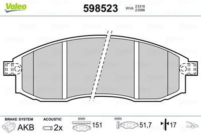 VALEO 598523 Číslo výrobce: 23317. EAN: 3276425985230.