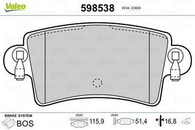 VALEO 598538 Číslo výrobce: 23669. EAN: 3276425985384.