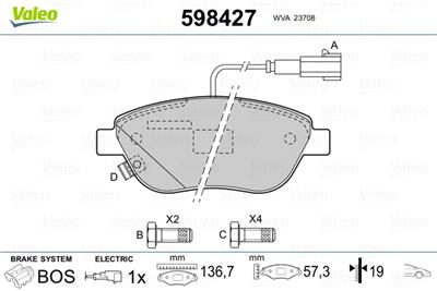 VALEO 598427 Číslo výrobce: 73075. EAN: 3276425984271.