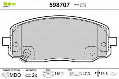 VALEO 598707 EAN: 3276425987074.