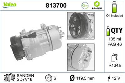 VALEO 813700 Číslo výrobce: SD7V16. EAN: 3276428137001.
