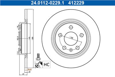 ATE 24.0112-0229.1 Číslo výrobce: 412229. EAN: 4006633468022.