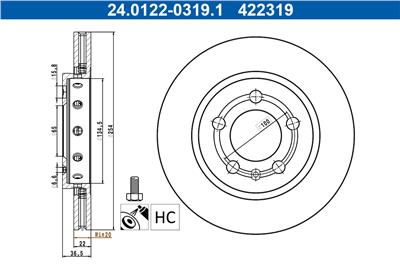 ATE 24.0122-0319.1 Číslo výrobce: 422319. EAN: 4006633469029.