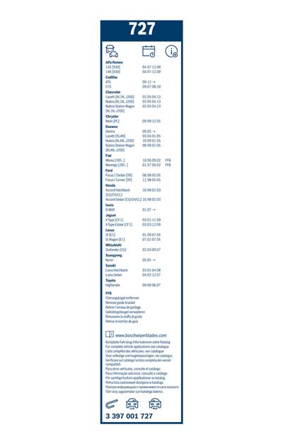 BOSCH 3 397 001 727 Číslo výrobce: 727. EAN: 3165141223637.