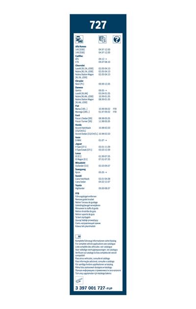 BOSCH 3 397 001 727 Číslo výrobce: 727. EAN: 3165141223637.