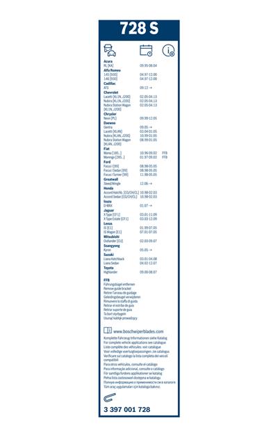 BOSCH 3 397 001 728 Číslo výrobce: 728 S. EAN: 3165141223644.