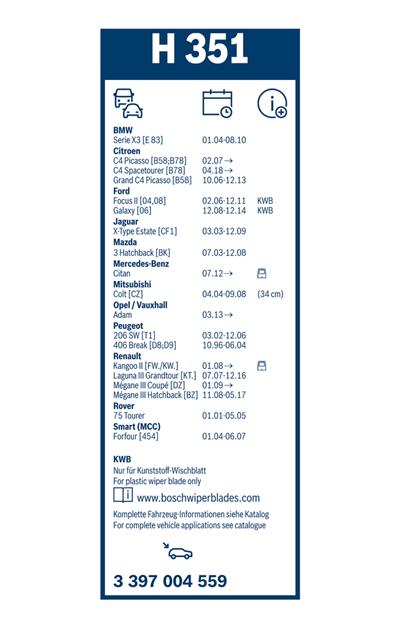 BOSCH 3 397 004 559 Číslo výrobce: H 351. EAN: 3165143604755.
