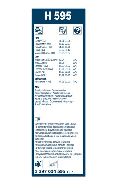 BOSCH 3 397 004 595 Číslo výrobce: H 595. EAN: 3165143931974.