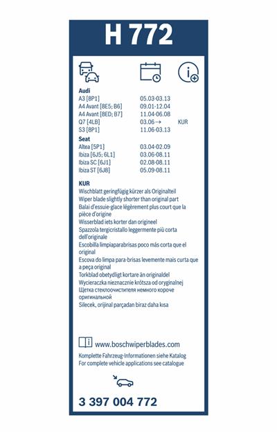 BOSCH 3 397 004 772 Číslo výrobce: H 772. EAN: 4047023477361.