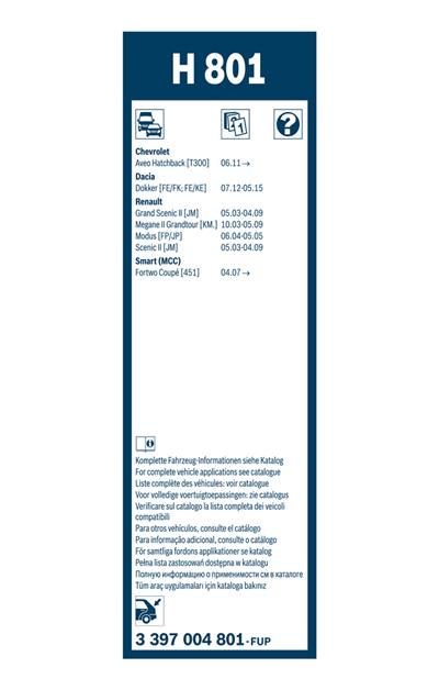 BOSCH 3 397 004 801 Číslo výrobce: H 801. EAN: 4047023136701.