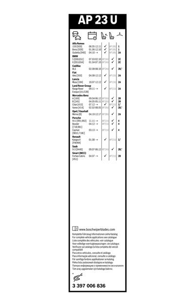 BOSCH 3 397 006 836 Číslo výrobce: AP 23 U. EAN: 4047025120616.