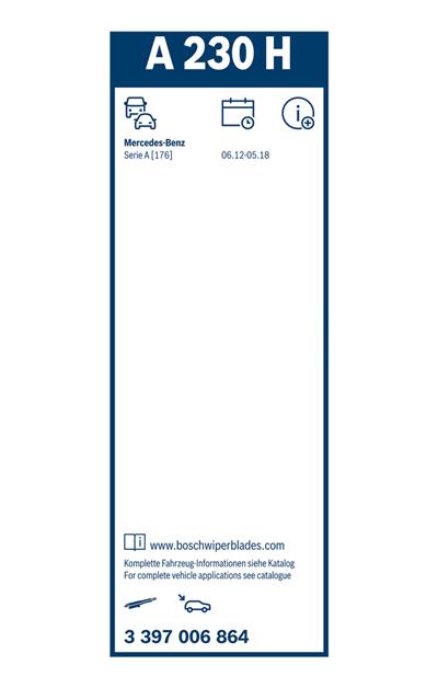 BOSCH 3 397 006 864 Číslo výrobce: A 230 H. EAN: 4047025243124.