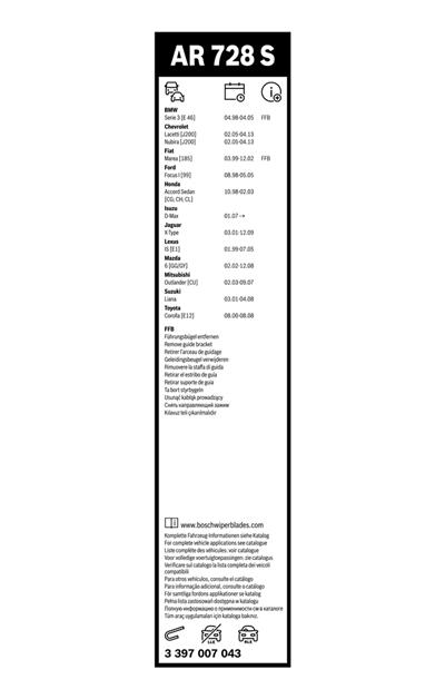 BOSCH 3 397 007 043 Číslo výrobce: AR 728 S. EAN: 3165144119616.