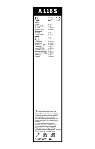 BOSCH 3 397 007 116 Číslo výrobce: A 116 S. EAN: 4047024160163.