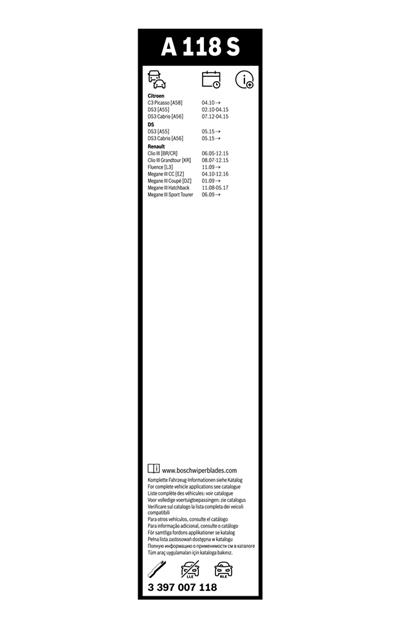 BOSCH 3 397 007 118 Číslo výrobce: A 118 S. EAN: 4047024160170.
