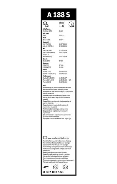 BOSCH 3 397 007 188 Číslo výrobce: A 188 S. EAN: 4047023469199.