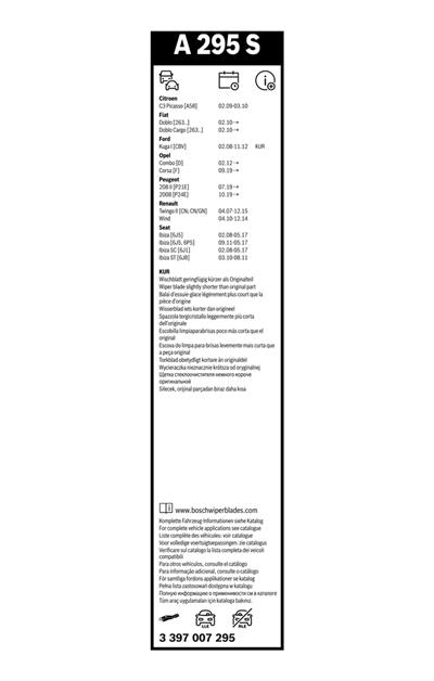 BOSCH 3 397 007 295 Číslo výrobce: A 295 S. EAN: 4047024217003.