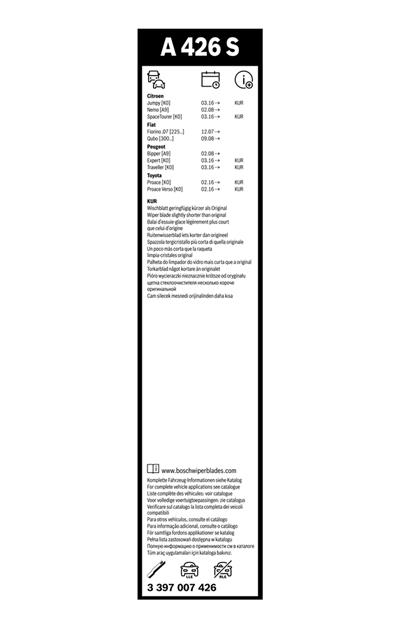 BOSCH 3 397 007 426 Číslo výrobce: A 426 S. EAN: 4047024374867.
