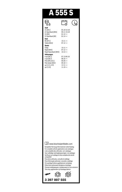 BOSCH 3 397 007 555 Číslo výrobce: A 555 S. EAN: 4047024689985.