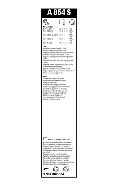 BOSCH 3 397 007 854 Číslo výrobce: A 854 S. EAN: 4047025084208.