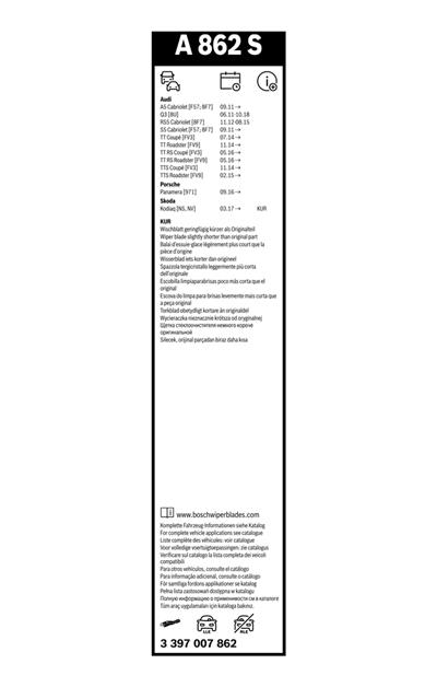 BOSCH 3 397 007 862 Číslo výrobce: A 862 S. EAN: 4047025144674.