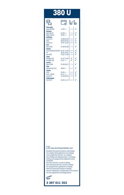 BOSCH 3 397 011 353 Číslo výrobce: 380 U. EAN: 4047024496262.