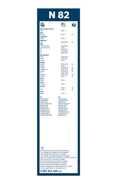 BOSCH 3 397 011 425 Číslo výrobce: N 82. EAN: 4047024857841.