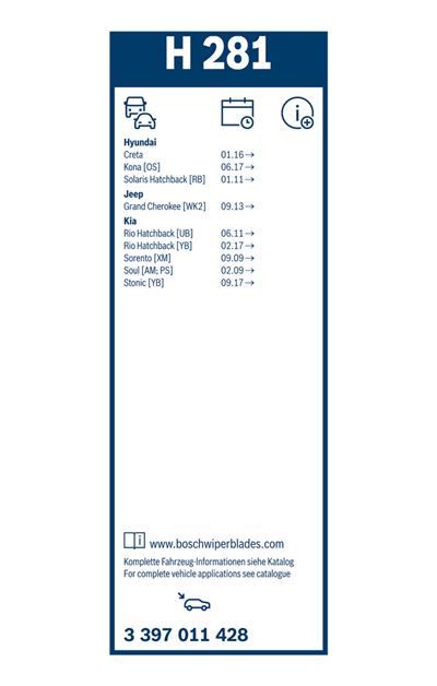 BOSCH 3 397 011 428 Číslo výrobce: H 281. EAN: 4047024909588.