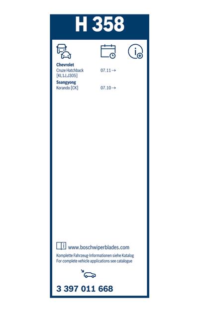 BOSCH 3 397 011 668 Číslo výrobce: H 358. EAN: 4047025214889.