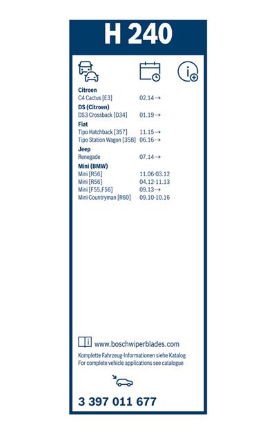 BOSCH 3 397 011 677 Číslo výrobce: H 240. EAN: 4047025224048.