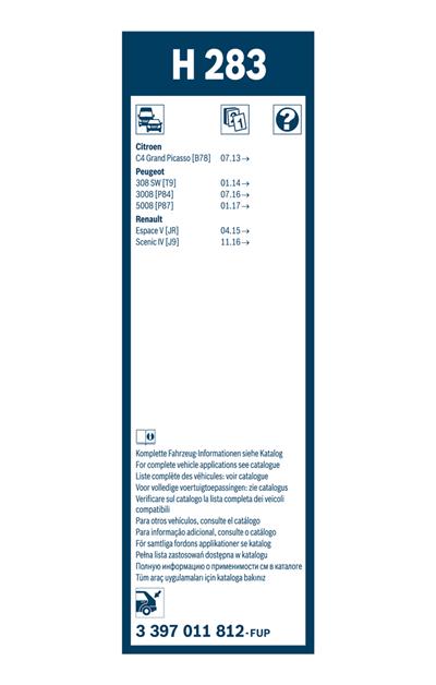BOSCH 3 397 011 812 Číslo výrobce: H 283. EAN: 4047025309318.