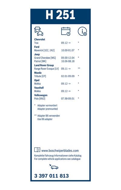 BOSCH 3 397 011 813 Číslo výrobce: H 251. EAN: 4047025363877.
