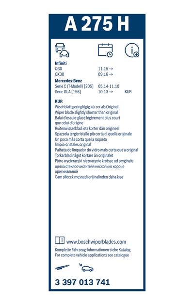 BOSCH 3 397 013 741 Číslo výrobce: A 275 H. EAN: 4047025522731.