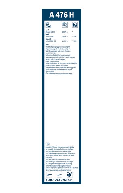 BOSCH 3 397 013 742 Číslo výrobce: A 476 H. EAN: 4047025511094.