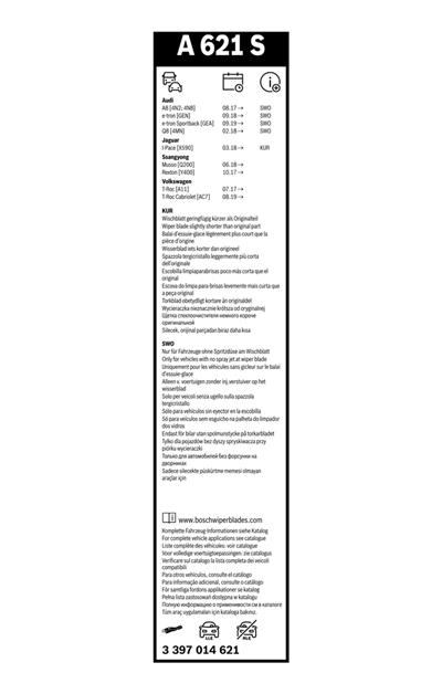 BOSCH 3 397 014 621 Číslo výrobce: A 621 S. EAN: 4047026369113.