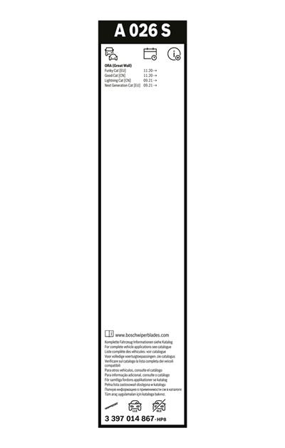 BOSCH 3 397 014 867 Číslo výrobce: A 026 S. EAN: 4047023096876.