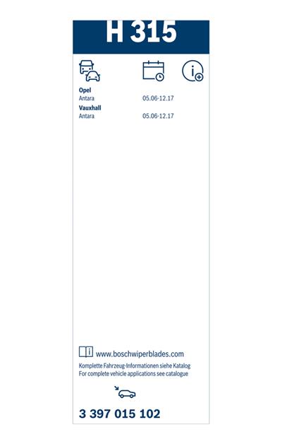 BOSCH 3 397 015 102 Číslo výrobce: H 315. EAN: 4047026242898.
