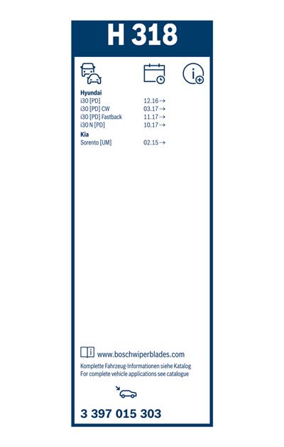 BOSCH 3 397 015 303 Číslo výrobce: H 318. EAN: 4047026242966.