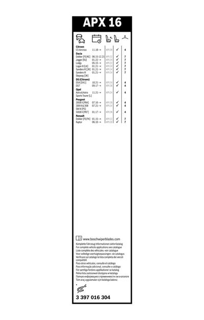 BOSCH 3 397 016 304 Číslo výrobce: APX 16. EAN: 4047026836981.