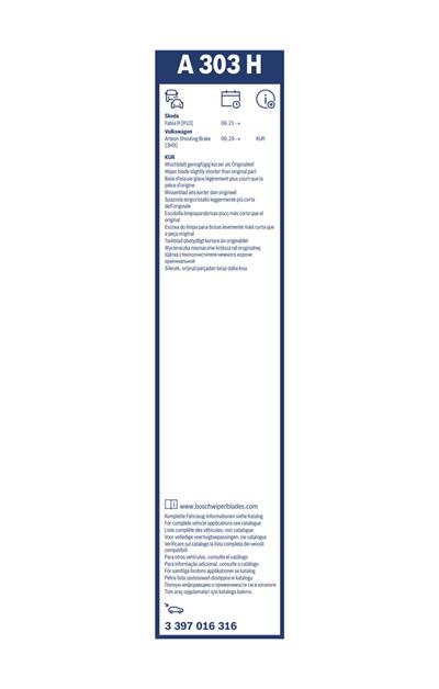 BOSCH 3 397 016 316 Číslo výrobce: A 303 H. EAN: 4047026586626.