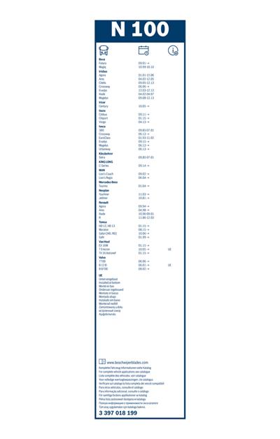 BOSCH 3 397 018 199 Číslo výrobce: N 100. EAN: 3165143329894.