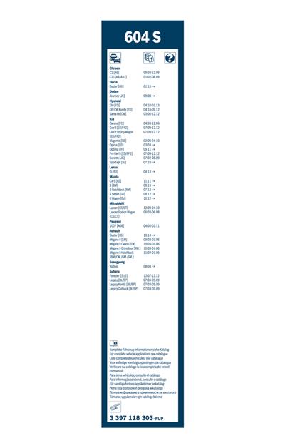 BOSCH 3 397 118 303 Číslo výrobce: 604 S. EAN: 3165143197165.