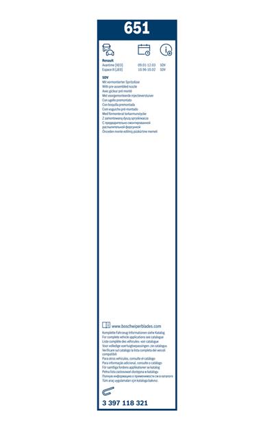 BOSCH 3 397 118 321 Číslo výrobce: 651. EAN: 3165143197097.