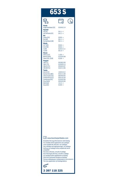 BOSCH 3 397 118 325 Číslo výrobce: 653 S. EAN: 3165143197202.