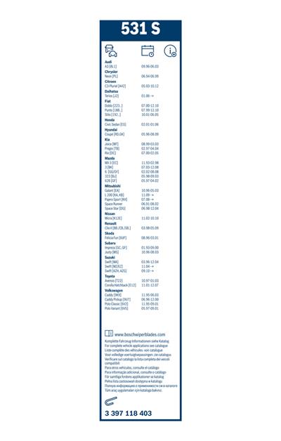 BOSCH 3 397 118 403 Číslo výrobce: 531 S. EAN: 3165141087710.