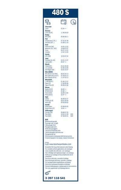 BOSCH 3 397 118 541 Číslo výrobce: 480 S. EAN: 3165141087581.